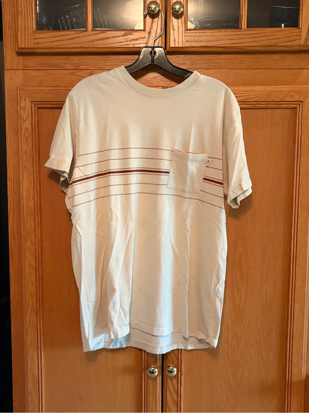 Katin Cream Short-Sleeve Pocket Tee with Red Stripe size large